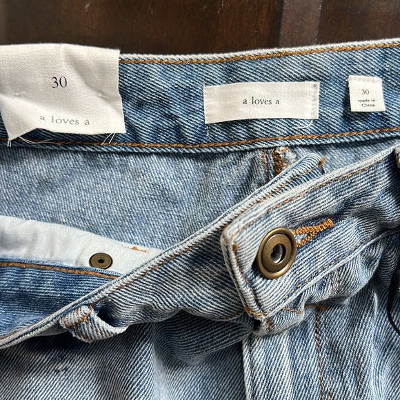 A Loves A
Distressed Washed Denim Twill Wide Leg Capri Jeans - Picture 6 of 13